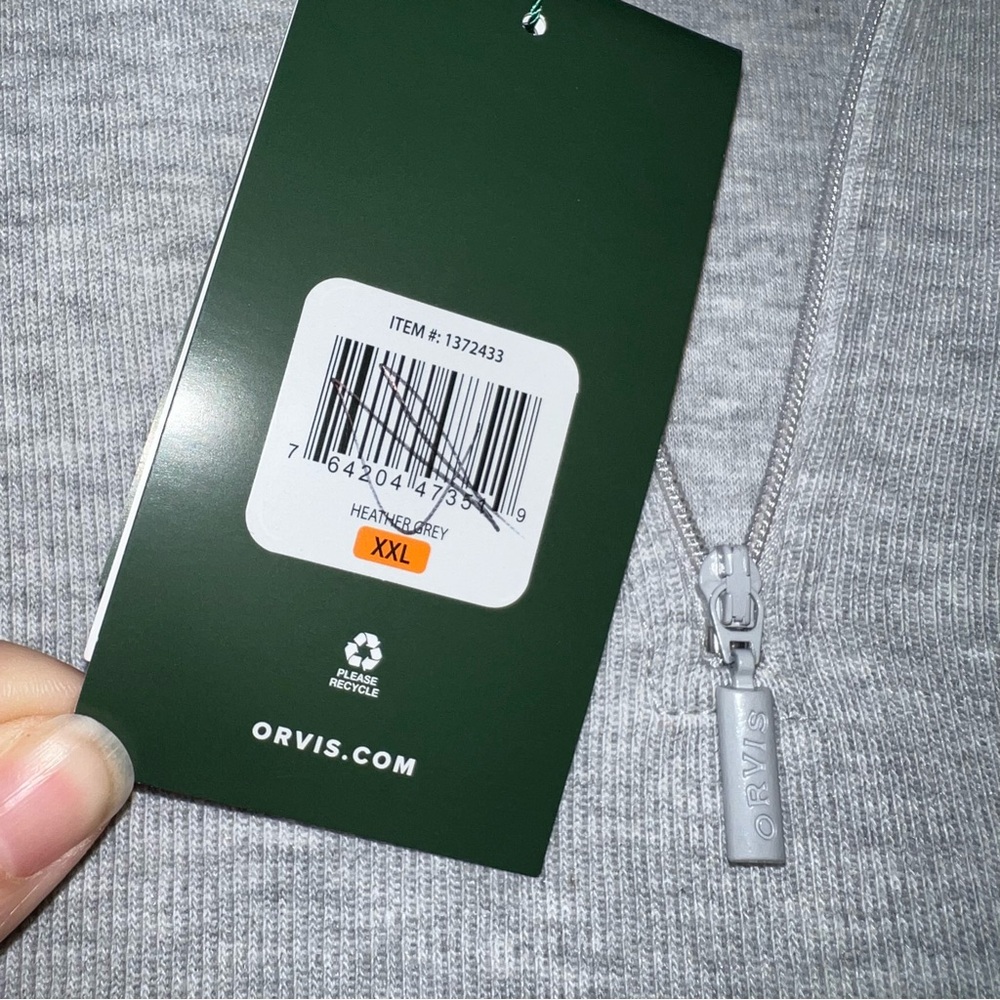 ORVIS Sandy Point ¼ Zip Pullover Sweatshirt Heather Grey Quarter Sweater NWT Red - Picture 4 of 12